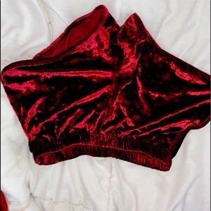 Red velvet booty short shorts high waisted